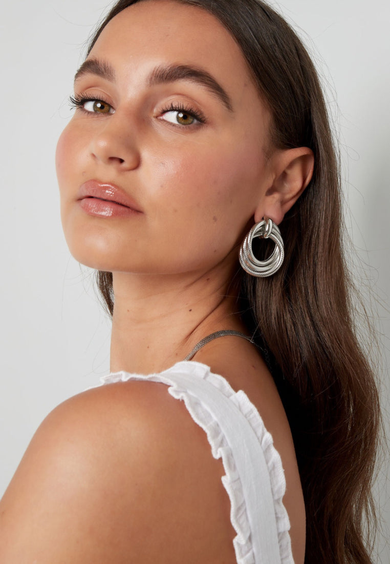 Statement Oorbellen Rondingen met print - Gold