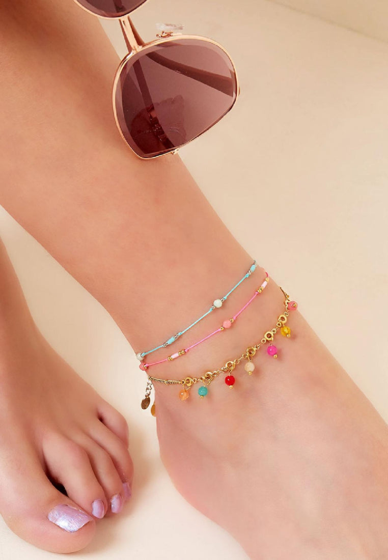 Enkelband koord kleuren & kralen