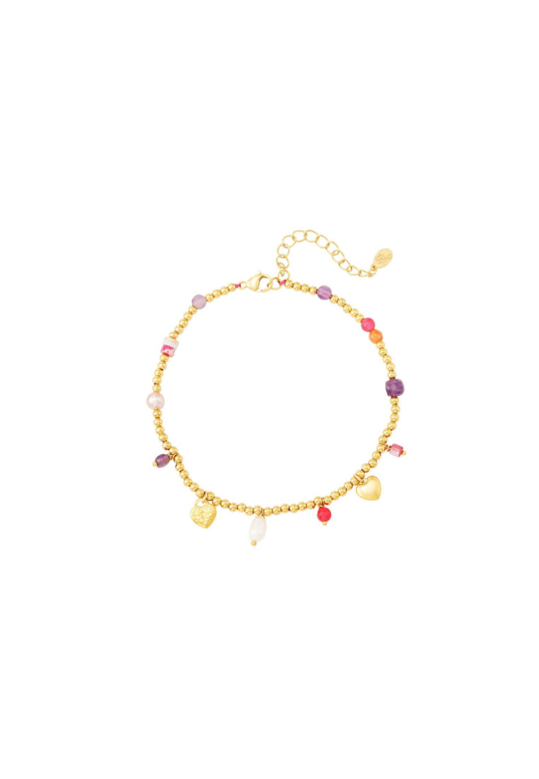 Enkelband koord kleuren & kralen Roze