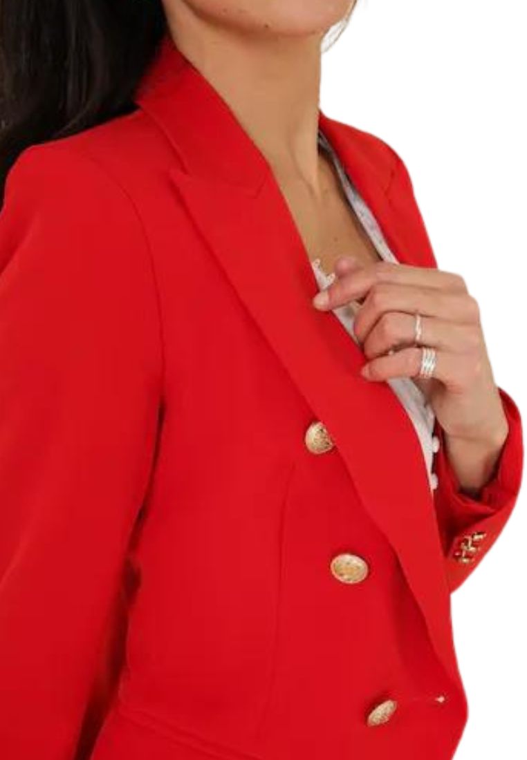 Choklate-Rode blazer met gouden knopen