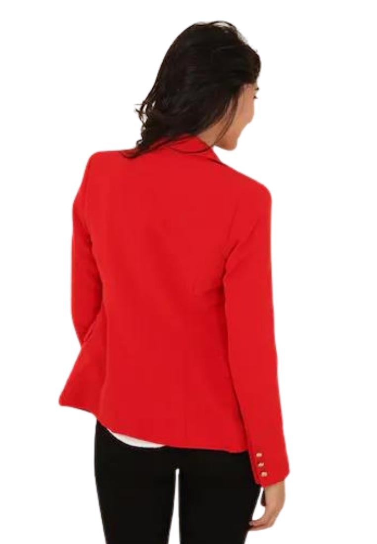 Choklate-Rode blazer met gouden knopen