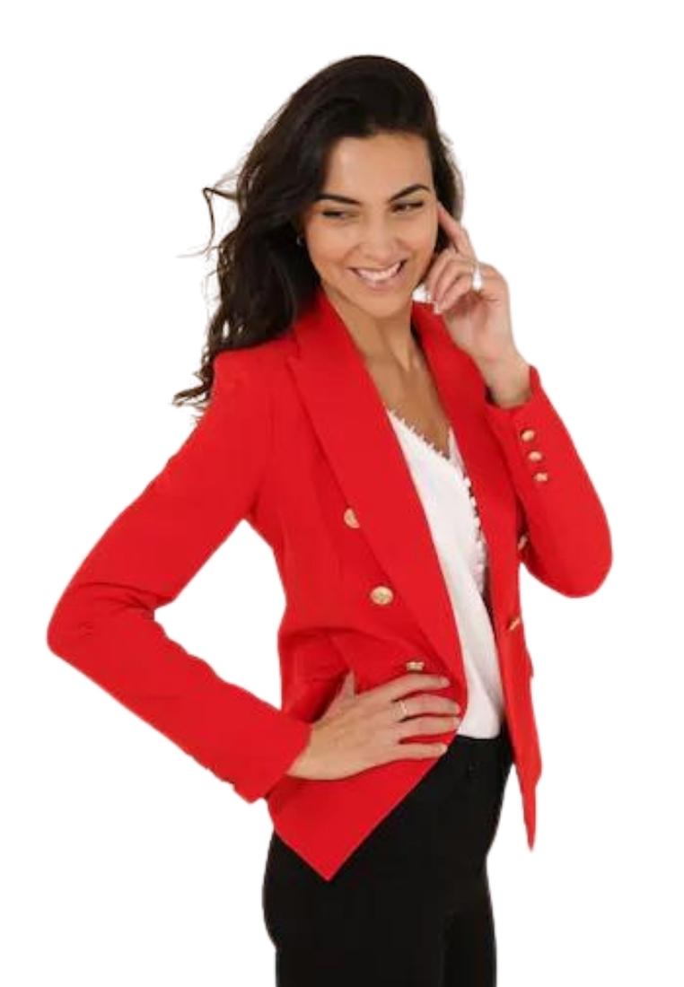 Choklate-Rode blazer met gouden knopen