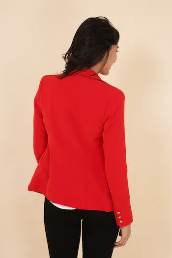 Choklate-Rode blazer met gouden knopen
