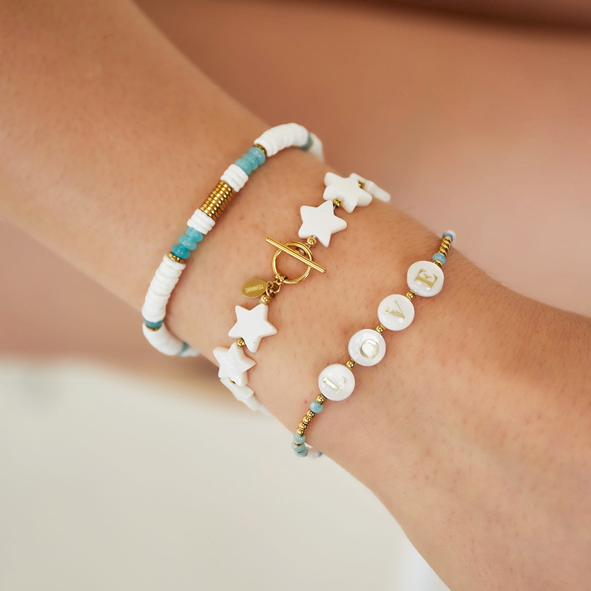 Armband stenen kralen - Strandcollectie