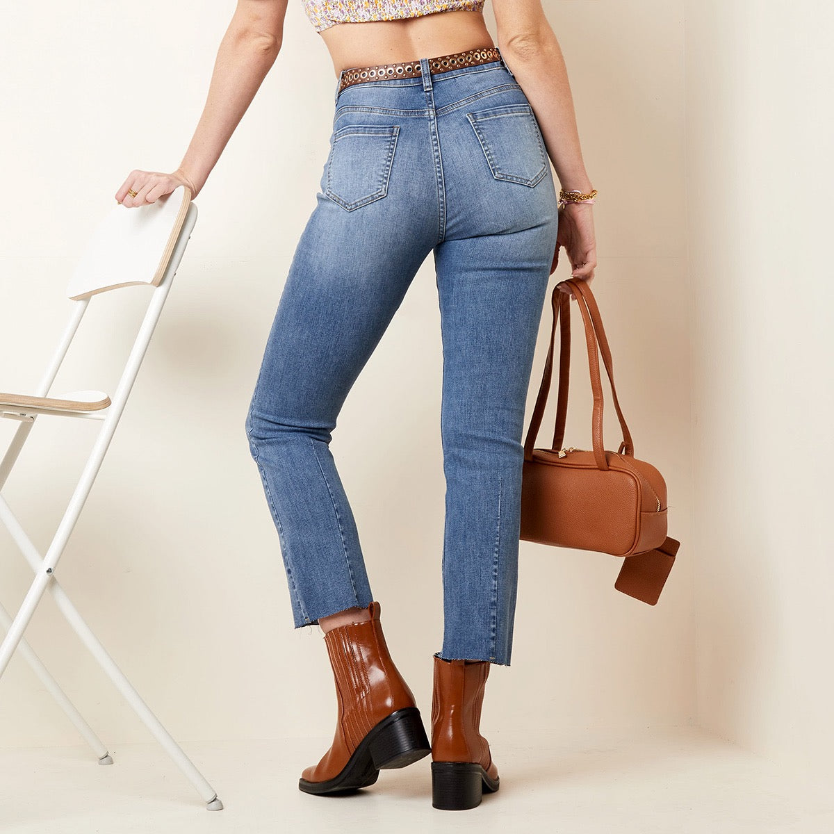 Enkellange stretch jeans