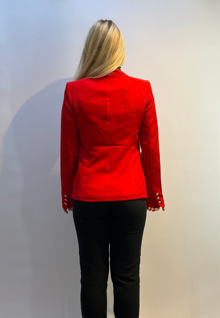 Choklate-Rode blazer met gouden knopen