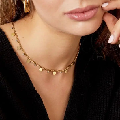 Necklace circles with rhinestones