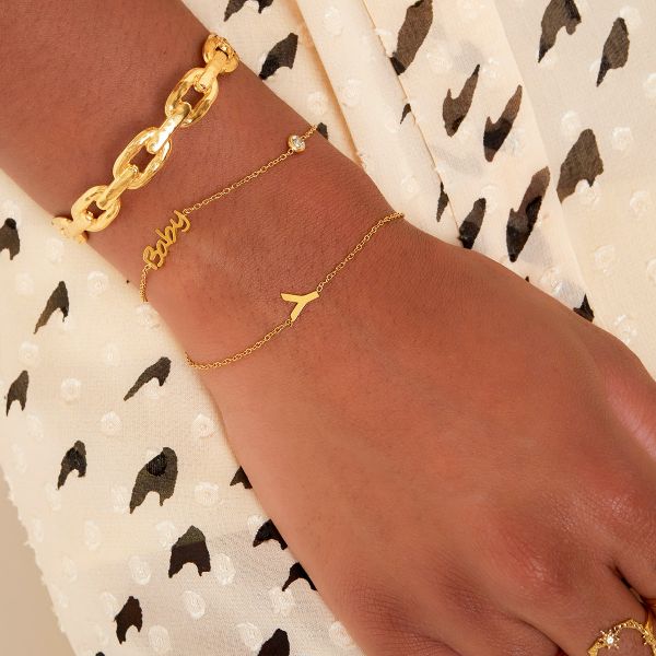 Geboortesteen Armband Baby Goud