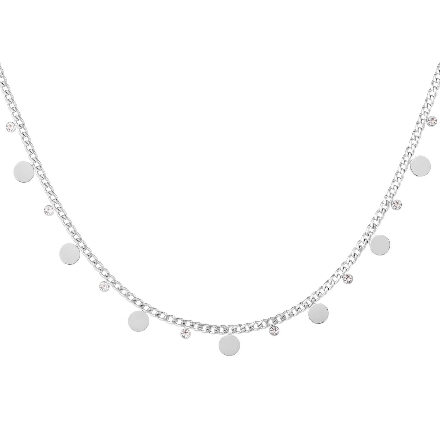 Necklace circles with rhinestones