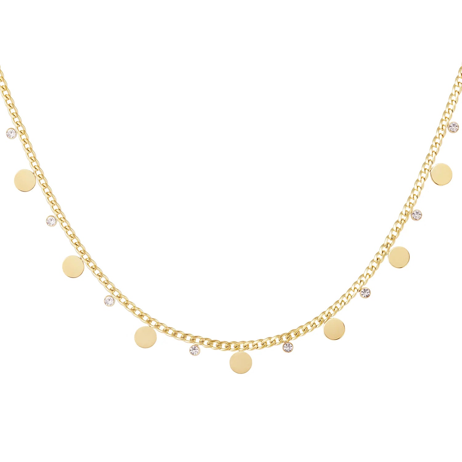 Necklace circles with rhinestones