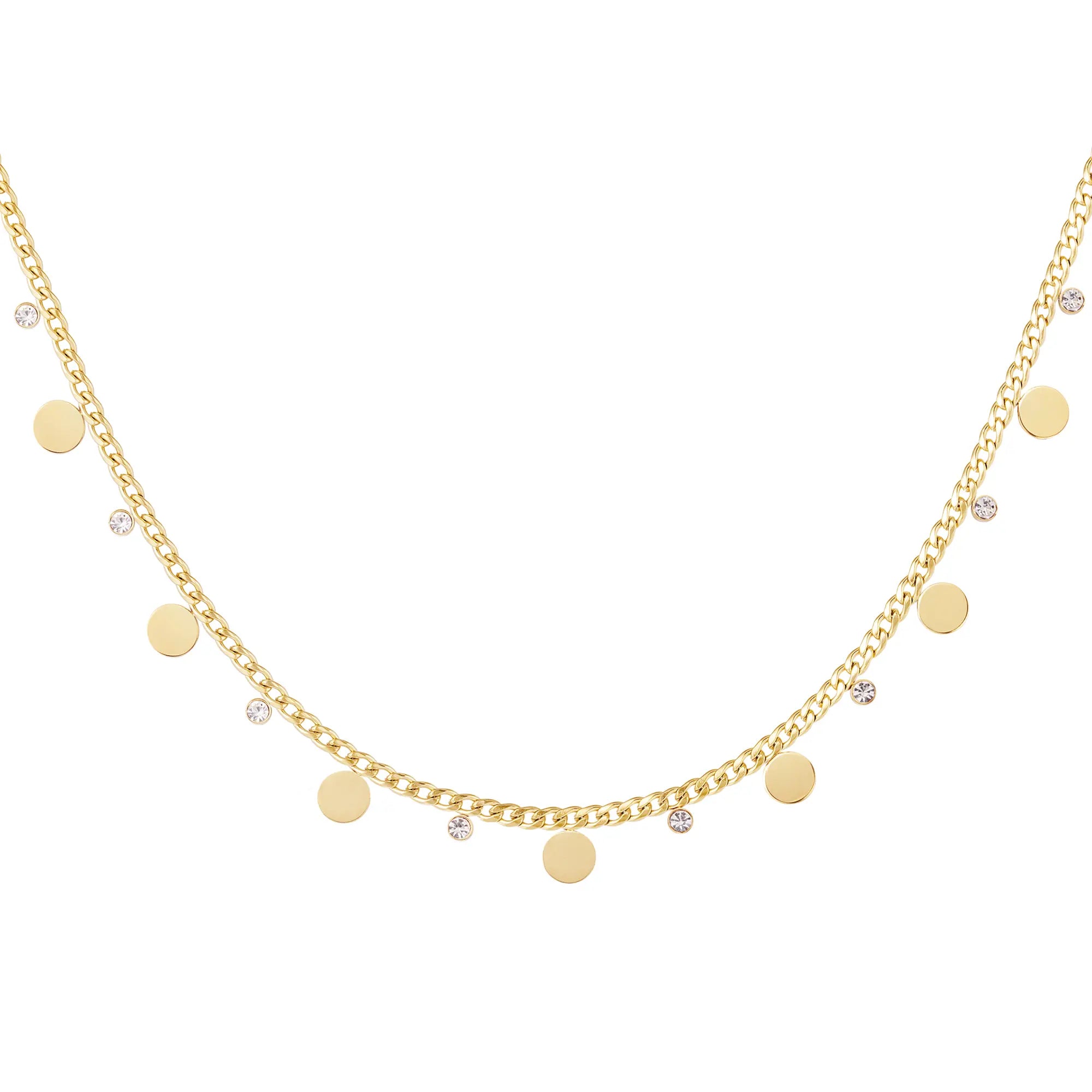 Necklace circles with rhinestones