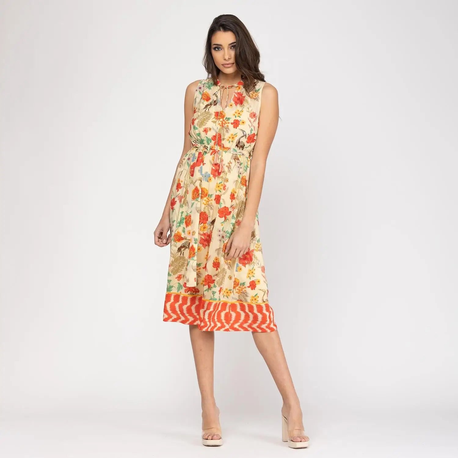 NIZA-Korte jurk Evasé met 100% viscose elastische tailleband