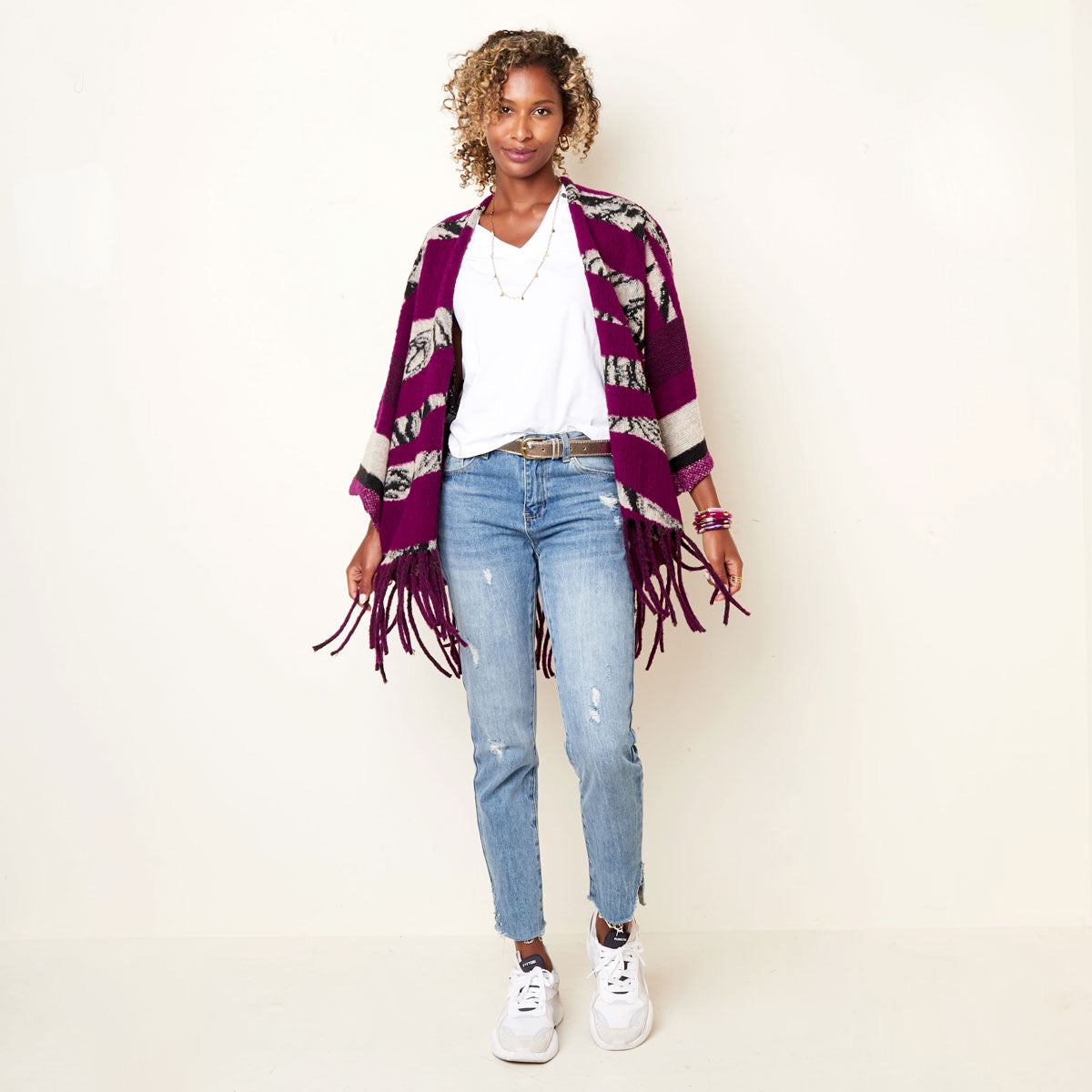 Poncho kleurrijk met print