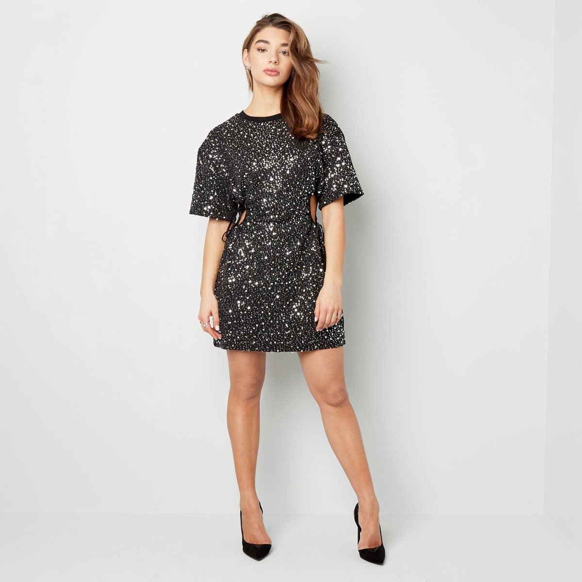 Jurk pailletten cut out