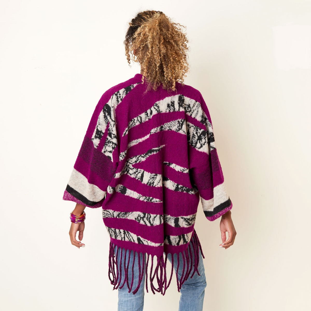 Poncho kleurrijk met print
