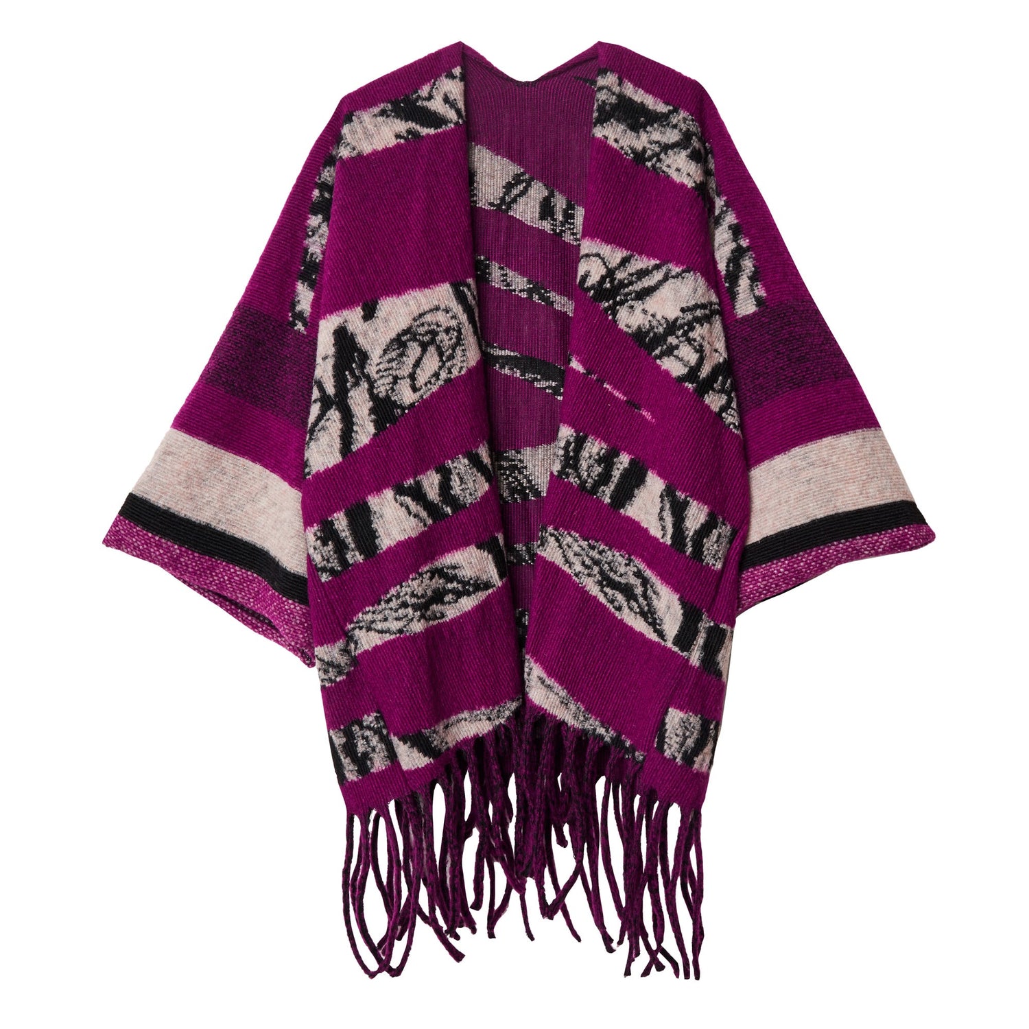 Poncho kleurrijk met print