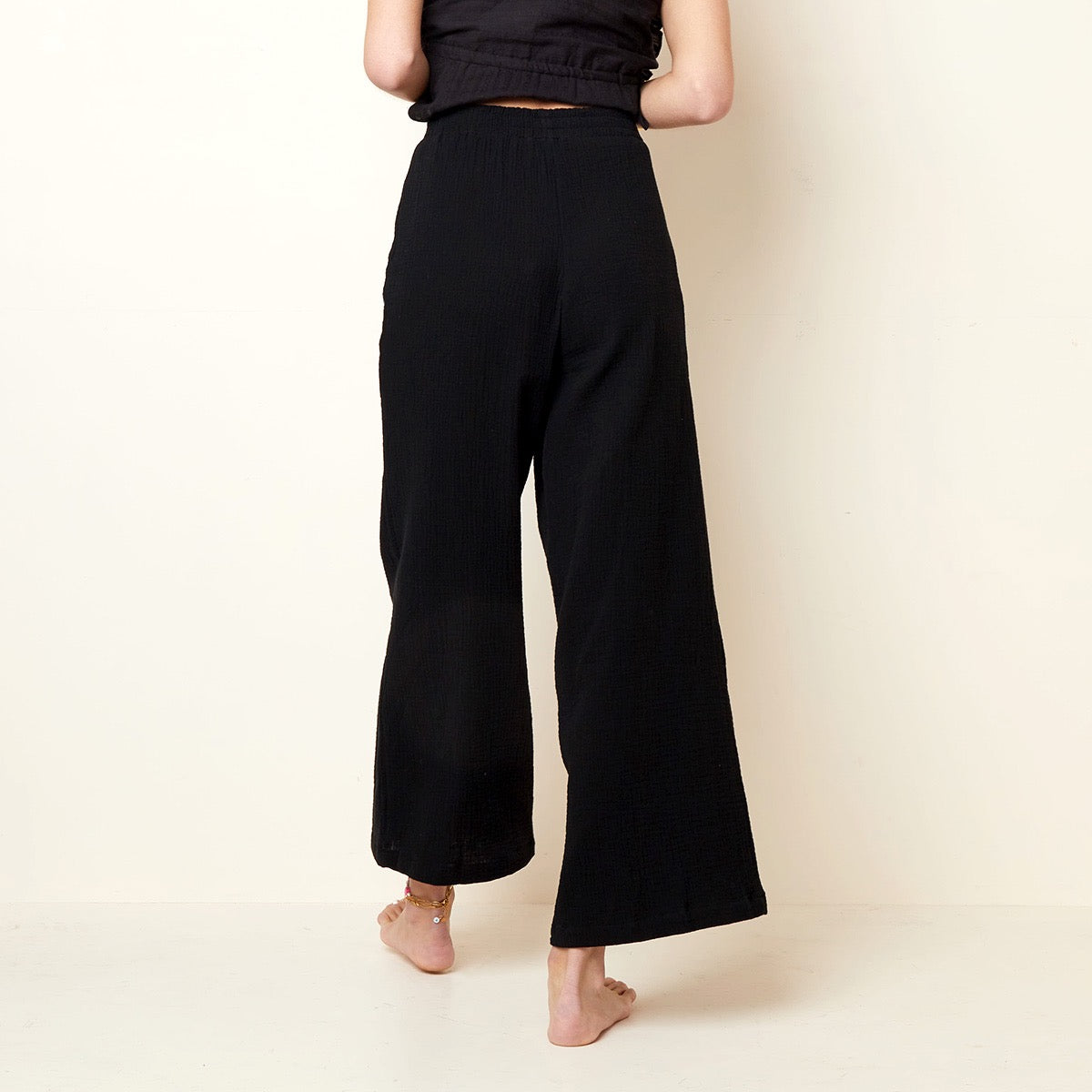 Katoenen broek met wijde pijpen