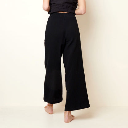 Katoenen broek met wijde pijpen
