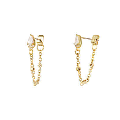Oorbellen met kettinkje - Sparkle collectie