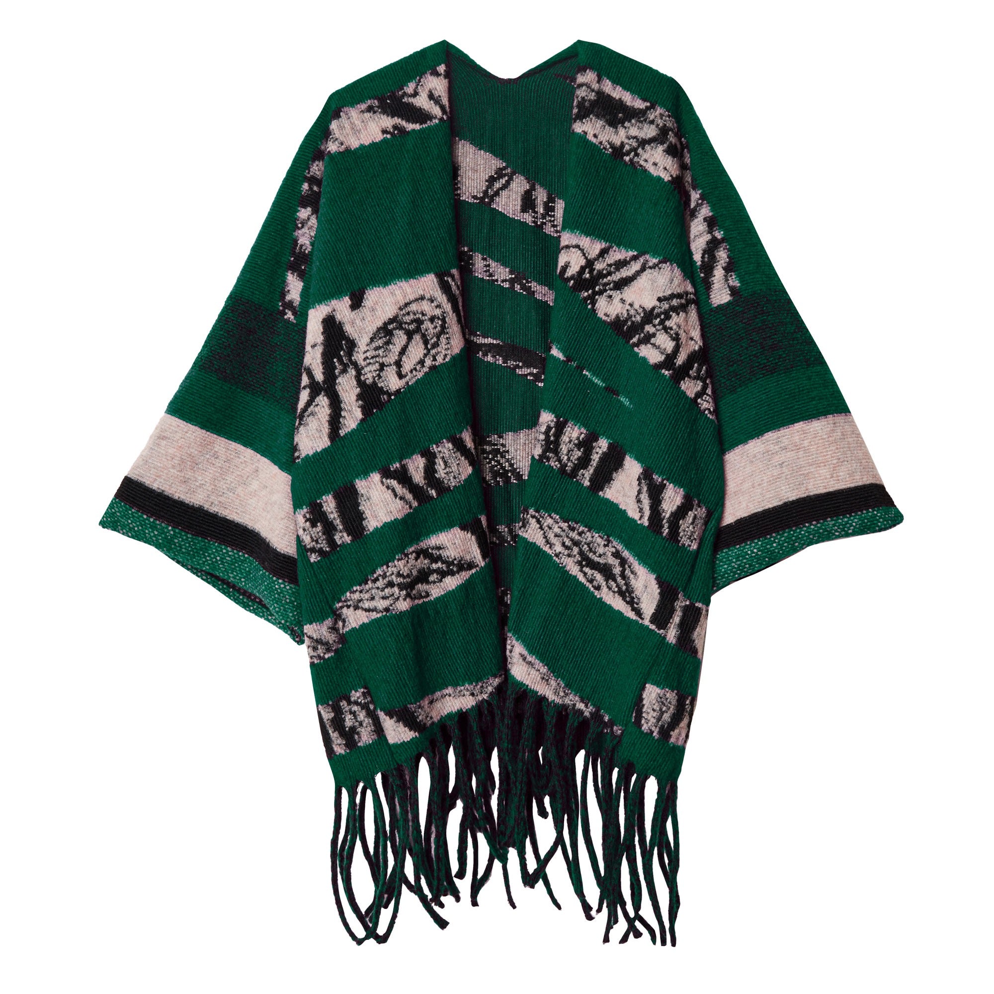 Poncho kleurrijk met print