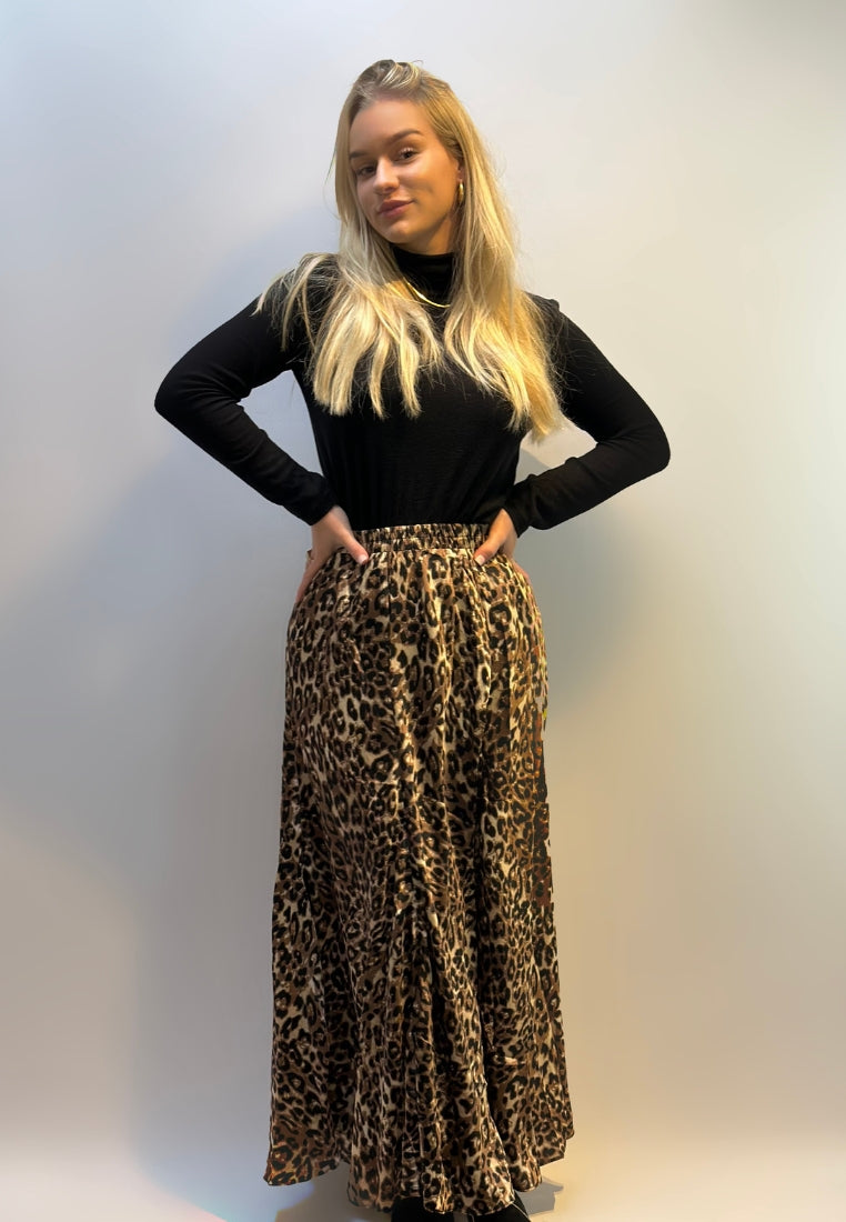 Choklate - Satijnen rok luipaardprint Bruin