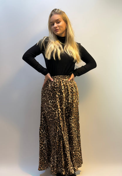 Choklate - Satijnen rok luipaardprint Bruin